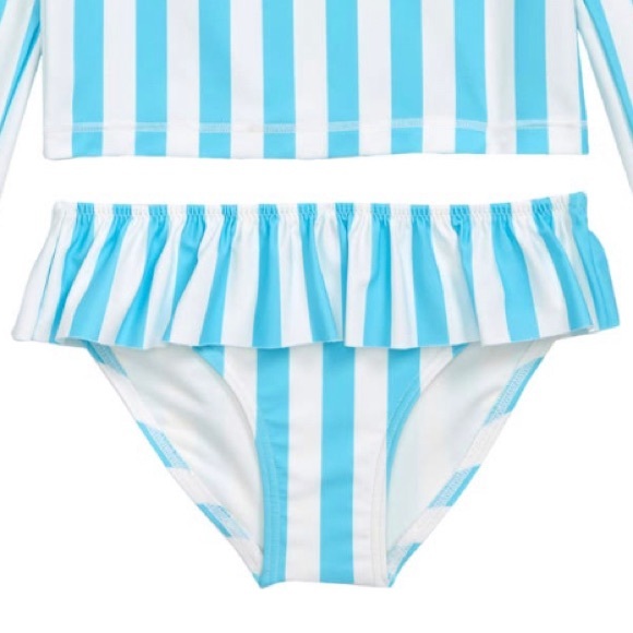 🦢 NWT Tucker + Tate Kids ruffle two-piece rash guard swimsuit set 🦢 - Picture 3 of 3